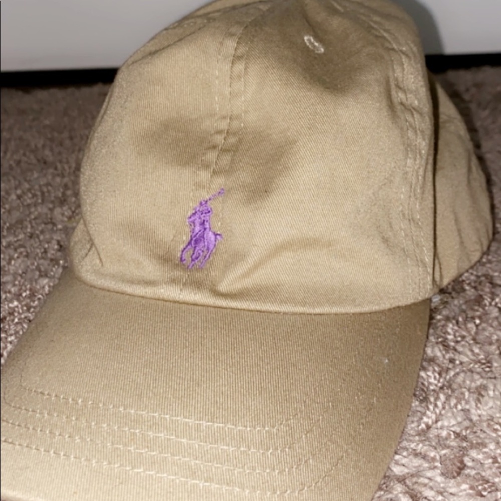 Tan and purple polo ball cap
